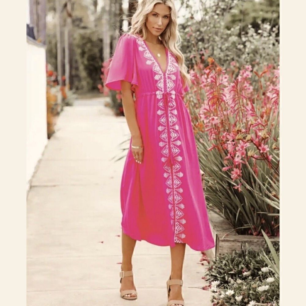Strut & Bolt boho embroidered maxi dress/cover up NWT